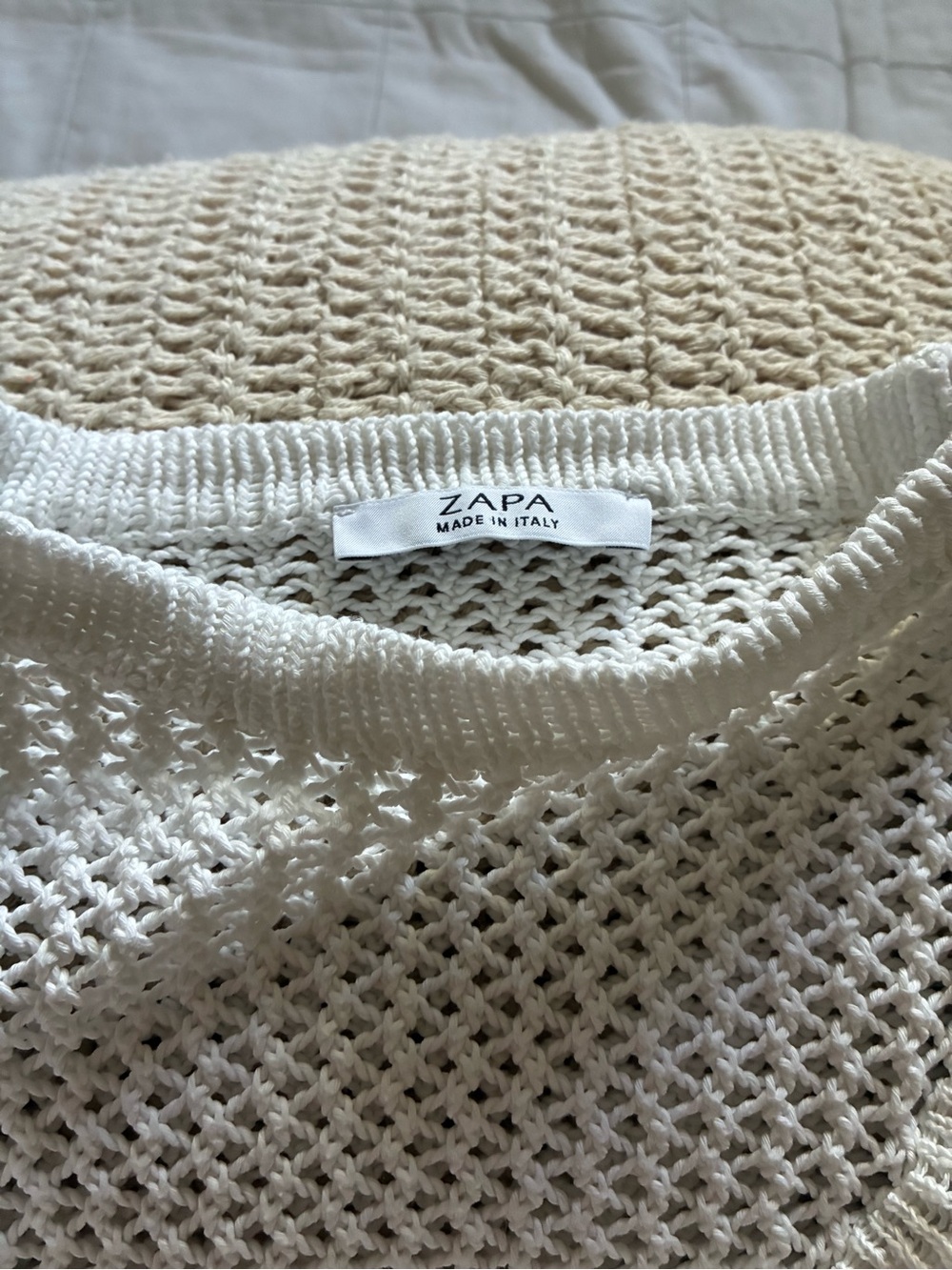 Women’s Cream Open-Knit Ruffle Sweater - Picture 2 of 2